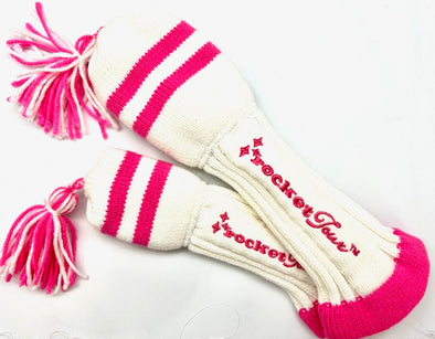 New! White & Hot Pink Tassel Covers - in Driver or Fairway Sizes
