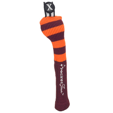 Rugby Stripe Skinny Stick Headcovers - Maroon / Orange