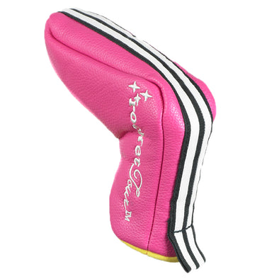 Racer Stripe Putter Headcover - Hot Pink - Yellow Inside