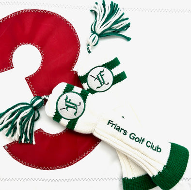 NEW! THE FRIARS GOLF CLUB COLLECTION - MINI TASSEL White  & Green  w/ Friars logo - FAIRWAY Size (Copy)