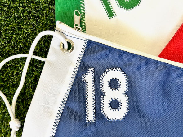 FLAG PIN #18 Zip Pouch - Select Navy, Red or Green