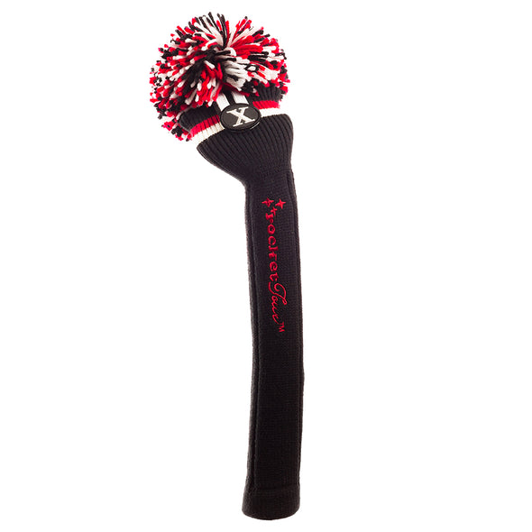 Victory Stripe Pom Pom Headcover - Black - Red / White