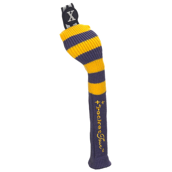 Rugby Stripe Skinny Stick Headcovers - Purple / Yellow