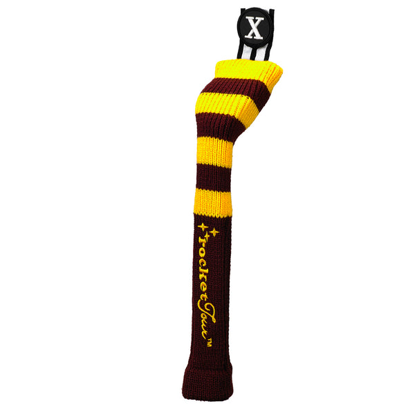 Rugby Stripe Skinny Stick Headcovers - Maroon / Yellow