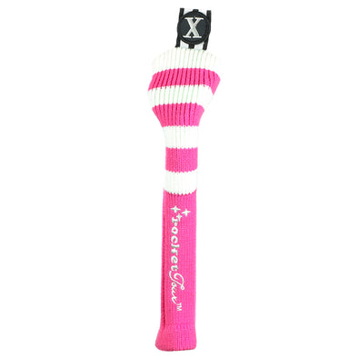 Rugby Stripe Skinny Stick Headcover - Hot Pink / White